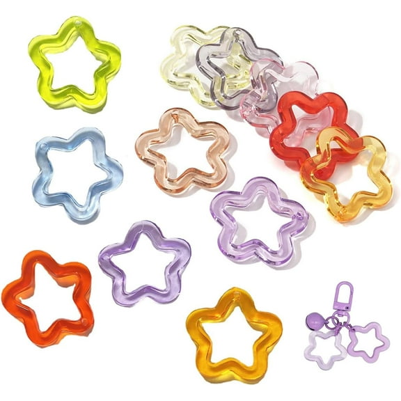 100Pcs Acrylic Hollow Star Charms Pendant 30mm Star Shape Charms Craft Supplies with Hole for DIY Earrings Necklace Bracelet Jewelry Making Accessory,