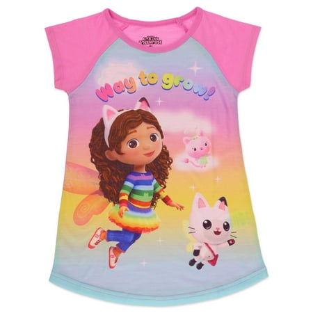 

Gabby s Dollhouse Toddler Girls Pajama Nightshirt with Raglan Short Sleeves Pink Toddler Size 3