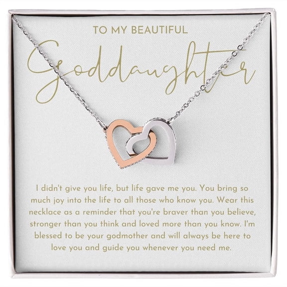 Goddaughter Gift From Godmother Interlocking Hearts Neckalce Standard Box