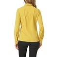 thumbnail image 3 of INSPIRE CHIC Women's Long Sleeve Blouses Chiffon Pleated Tie Neck Office Top Shirt XS Yellows, 3 of 6