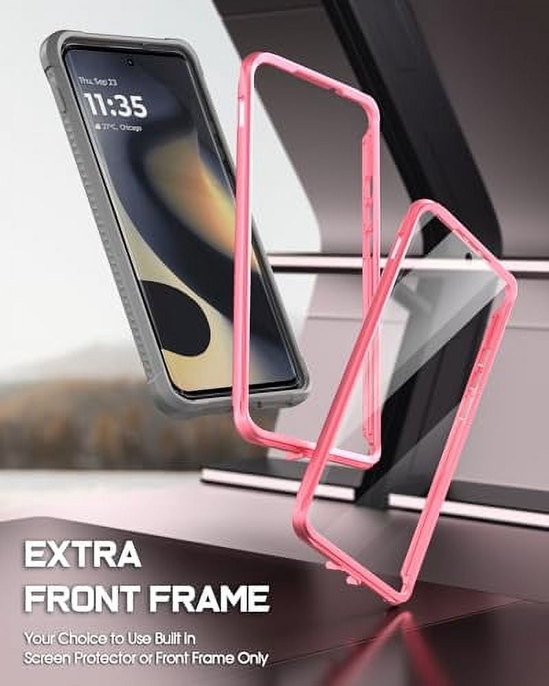 Poetic Guardian Case for Motorola Moto Edge 2024 [Not for 2023 Version], Full Body Cover with Built-in Screen Protector, Pink/Clear