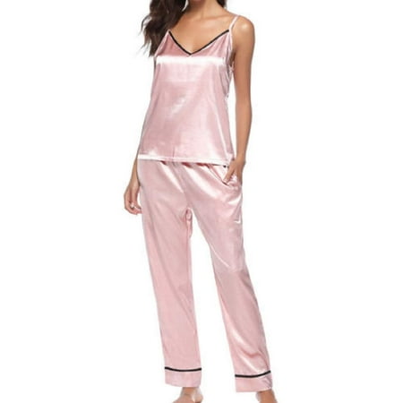 

Womens Silk Satin Pajamas Pyjamas Ladies PJS Loungewear Sleepwear Sets Nightgown