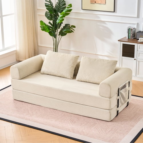 Anwick 78-inch Convertible Sofa Bed, Foldable Sofa Bed, Modular Sofa, Corduroy Mattress, Removable and Washable.