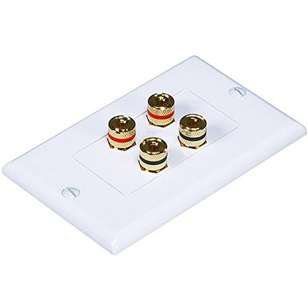 monoprice high quality banana binding post twopiece inset wall plate for 2 speakers coupler