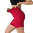 thumbnail image 3 of PiGOGI Women's Sports Pants Fitness Shorts - High Waist Compression Breathable Yoga Shorts Red S, 3 of 4
