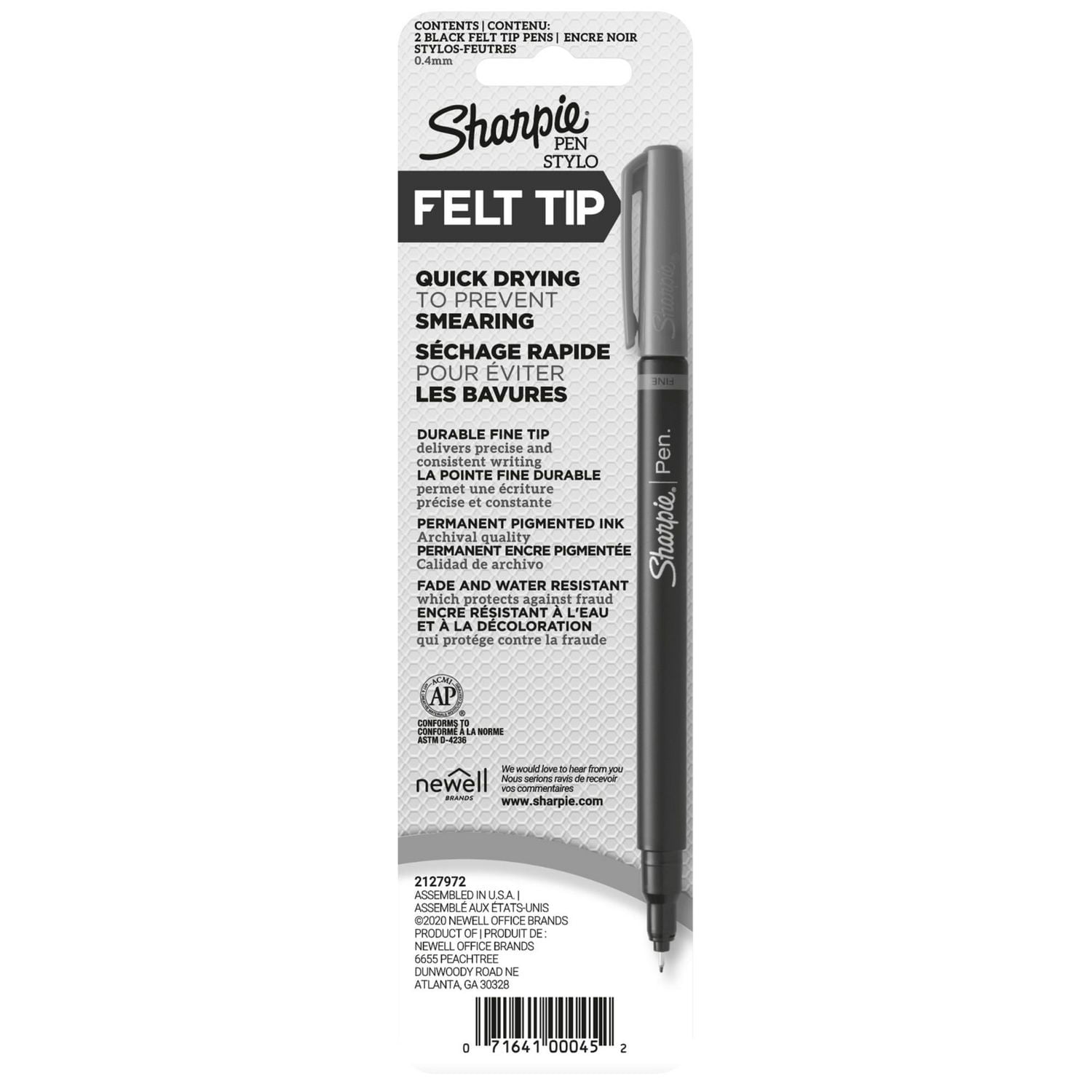 Sharpie Felt Tip Pens, Fine Point (0.4 mm), Black