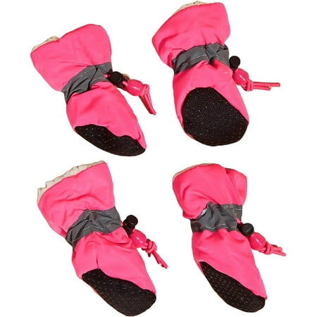 4PCS Non-Slip Dog Shoes Dogs Boots Hot Pavement Puppy Shoes Paw Protector for Small Medium Large Dogs Pink L