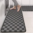 thumbnail image 2 of Kitchen Rugs Sets Of 2,Gray and Black Checkerboard Pattern Anti Fatigue Kitchen Mat Rugs Non Slip Washable,Decorative Kitchen Floor Mats for Kitchen,Sink,Laundry,17"x47"+17"x47", 2 of 5
