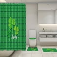 thumbnail image 5 of 4 Pcs St. Patrick's Bathroom Shower Curtain Set,Shamrock Lucky Bathroom Curtain with 12 Hooks, Non Slip Bathroom Rugs, Toilet Lid Cover, U Toilet Mat for Irish Party Bathroom Decoration, 5 of 7