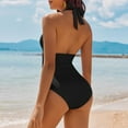 thumbnail image 4 of QHFBli Womens One Piece Swimsuit Women's Deep V Neck Swimsuits Wrap Tie Bathing Suit High Waisted 1 Piece Swimsuit, 4 of 6