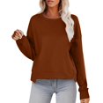 thumbnail image 1 of WEAIXIMIUNG T-Shirts Personnalisés pour Femmes Chandail en Molleton Court Col Rond Manches Longues Hauts d'Automne Tendance Décontracté Ourlet Irrégulier, 1 of 5