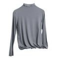 thumbnail image 3 of UTSJKR Long Sleeve Shirts for Women Spring Fashion 2026 Turtleneck Shirts Women Casual Solid Loose Comfy Cute Tops Gray L, 3 of 6