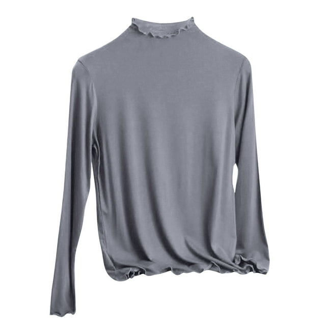 Womens Top,Casual Half High Neck Base Slim Inner Solid Color Long Sleeved High Neck,Shirts for Women
