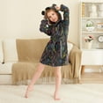 thumbnail image 3 of FORMRS Niños Bathrobe Unisex Hooded Robe Soft Plush Pajamas Sleepwear, Size 4-6T, Black Neon Lightning, 3 of 7
