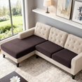 thumbnail image 1 of Fundas de sofá seccionales de 3 piezas de poliéster elásticas para sofá seccional en forma de L, fundas de asiento seccional, protector de muebles suave y lavable (2 plazas + 1 silla, café), 1 of 4