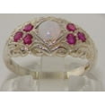 thumbnail image 2 of LBG 925 Sterling Silver Natural Opal and Ruby Womens Band Ring - Size 11.75, 2 of 6