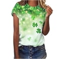 thumbnail image 1 of Amzcrzy Womens Tops Mode Imprimé Trèfle T-Shirt de la Saint-Patrick Col Rond T-Shirts de la Saint-Patrick Décontractés Tendance Manches Courtes Hauts pour Femme, 1 of 5