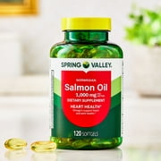 Spring Valley Norwegian Salmon Dietary Supplement Softgels for Heart Health, 1000 mg, 120 Count