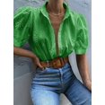 thumbnail image 6 of Gynyvoja Womens Summer Tops Cute Boho Blouses Beach Vacation Spring Outfits Eyelet Embroidered Clothes Green XL, 6 of 7