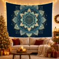 thumbnail image 3 of Symmetrical Lotus Mandala on Deep Navy Blue, Serene Boho for Meditation Enthusiasts, Spiritual Wall Art Decor, Christmas Gift, Tapestry Wall Hanging for Bedroom and Living Room, 3 of 7
