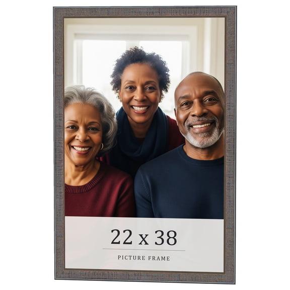 22x38 Frame Blue Kingsley Pewter Solid Wood Picture Frame Width 0.75 Inches |Interior Depth 0.5