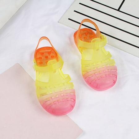 

QISIWOLE Toddler Shoes Baby Boys Girls Cute Gradient Colors Hollow Out Non-slip Soft Sole Beach Roman Sandals clearance under $10