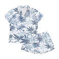 thumbnail image 4 of Garronmavis Womens Pajama Set Notch Collar Soft Sleepwear Pj Set 2 Piece Button Up Pajamas Sleepwear Soft Cozy Loungewear, Blue Leaves, 4 of 7
