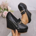thumbnail image 6 of SASCFOF Womens Platform Heels Loafers Chunky High Heel Closed Toe Metal Buckle Shoes Penny Loafer Business Dress Work Pumps, 6 of 6
