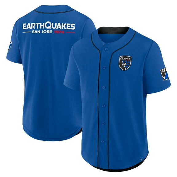 Men's Fanatics Blue San Jose Earthquakes Injury Time Baseball Jersey