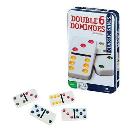 Jumbo Double Six Dominoes - Cardinal Double Six Color Dot Dominoes In Color Collectors Tin 28 Dominoes