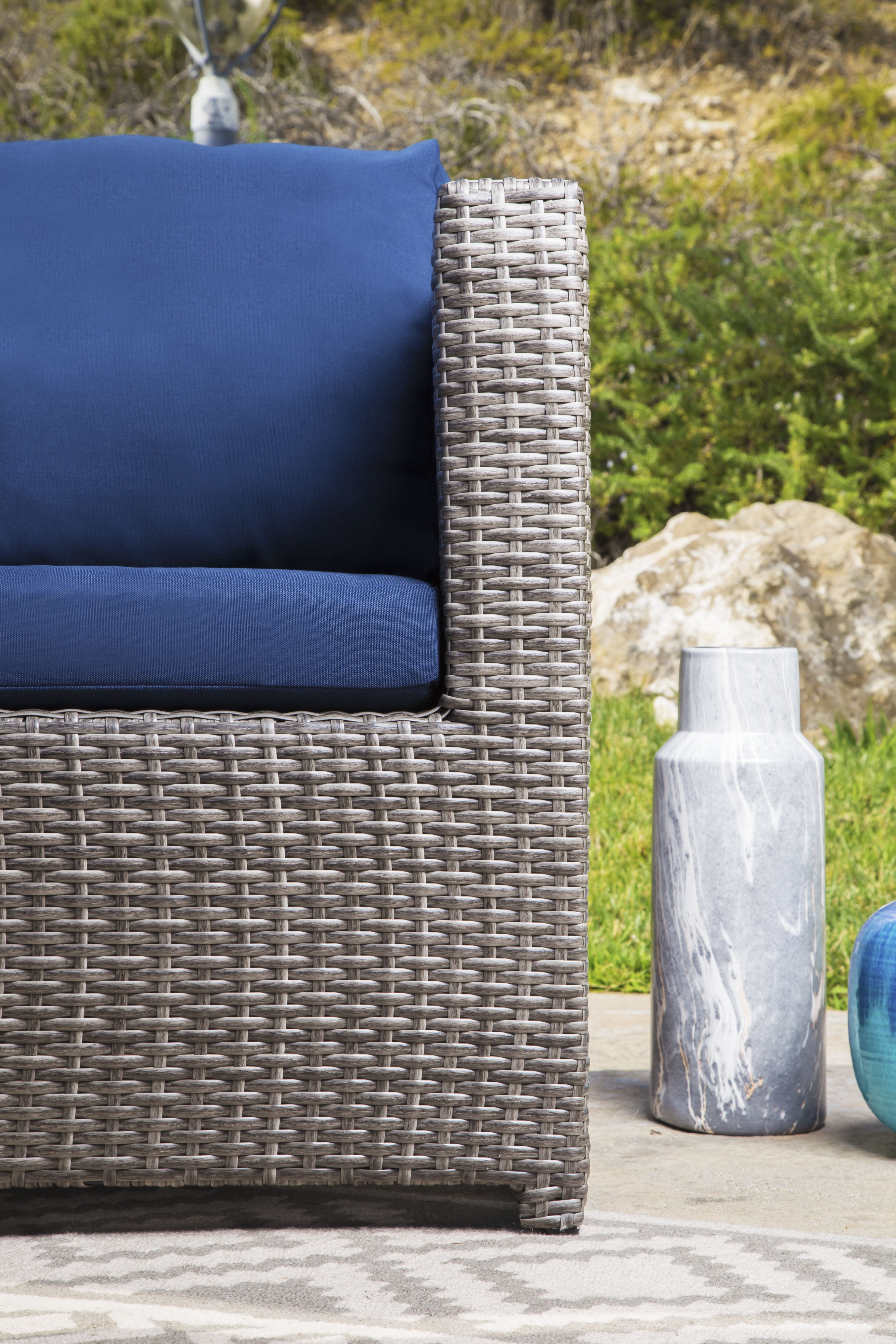 abbyson marilla outdoor furniture on Devon And Claire Augustus Outdoor Wicker 4 Piece Patio Set With Cushions Gray Navy Walmart Com Walmart Com