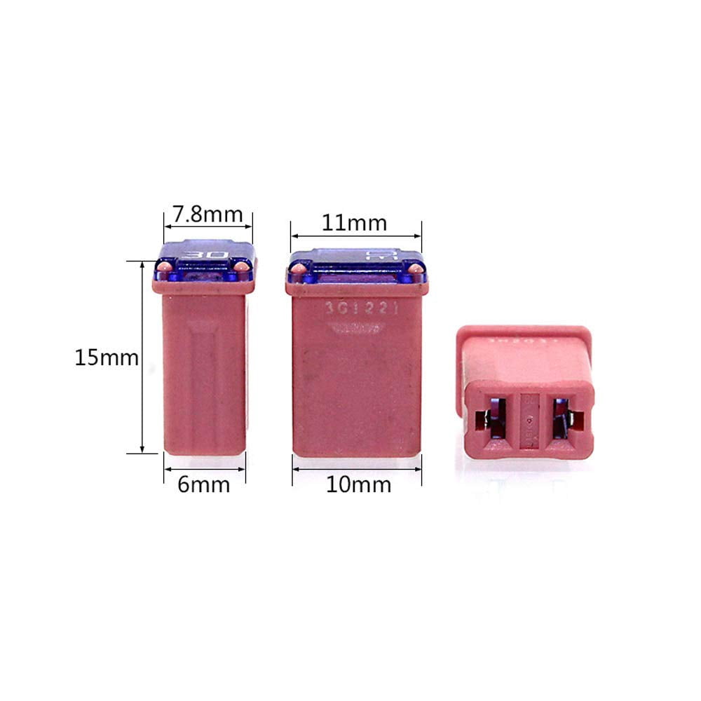 FiveEyes 30Pcs Mcase FMM Fuses Assortment 15 20 25 30 40 Amp Maxi Female Micro Cartridge Square Fuse