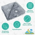 thumbnail image 2 of Glow in The Dark Moon and Star Blanket for Kids – Soft Plush Grey Fleece Throw Blanket. Great Gifts for Kids, Grandkids, Baby, Toddler, Birthday, Christmas, Boys, Girls! 6+ Hour Glow. (50”X60”), 2 of 9