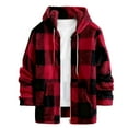 thumbnail image 4 of Pitauce Mens Plaid Sherpa Jacket Button Down Plush Flannel Coat Casual Warm Fleece Lined Outerwear Jacket with Pockets, 4 of 9