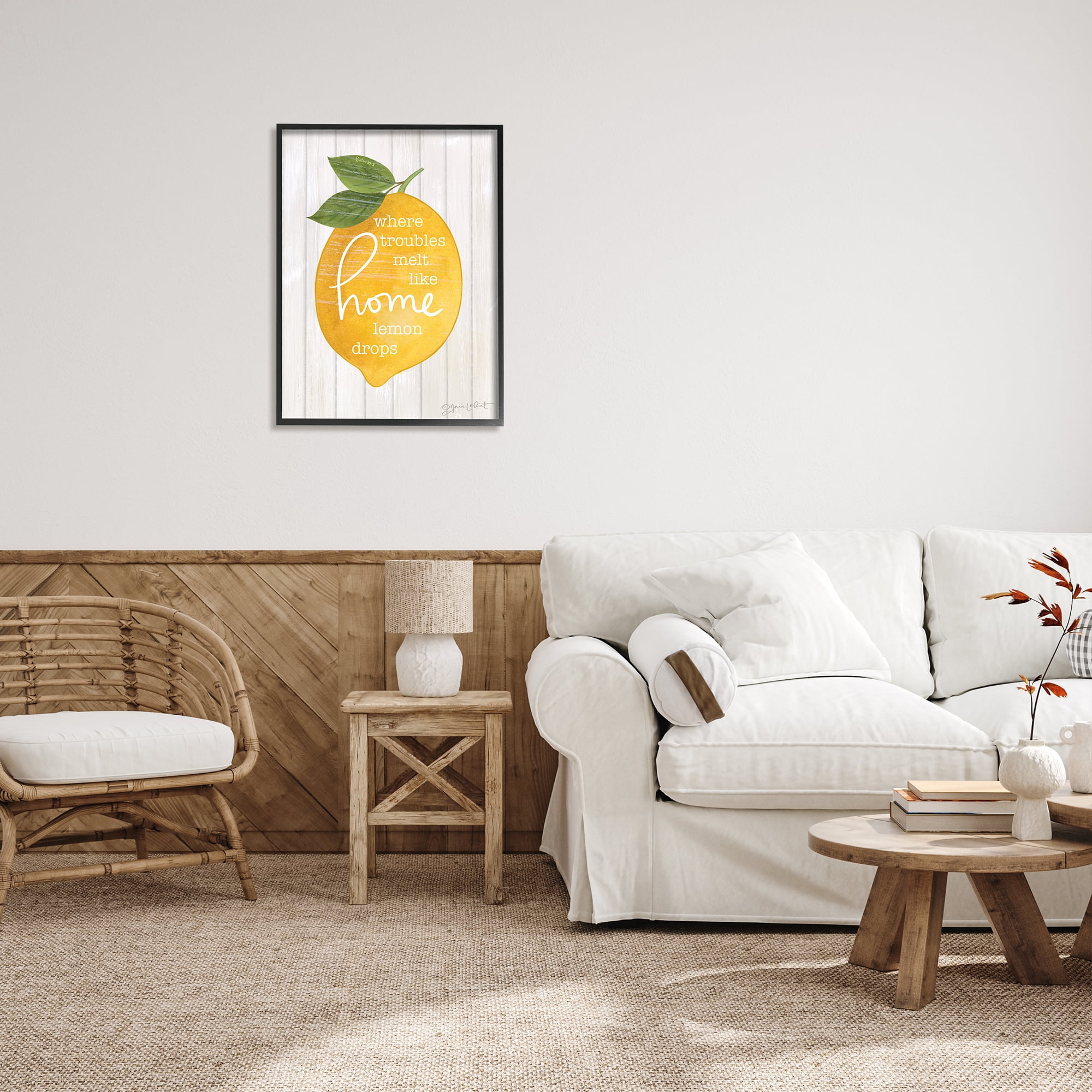 Stupell Troubles Melt Like Lemon Drops Sign Food & Beverage Painting Black Framed Art Print Wall Art