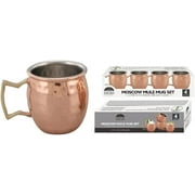 J&V TEXTILES Moscow Mule Copper Mugs - Gift Set of 4, 100% Solid Handcrafted Copper Cups - 2 Ounce Food Safe Hammered Mug For Mules