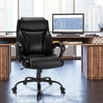 thumbnail image 2 of Pemberly Row PU and PVC Adjustable High Back 400 lbs Office Chair in Black, 2 of 11