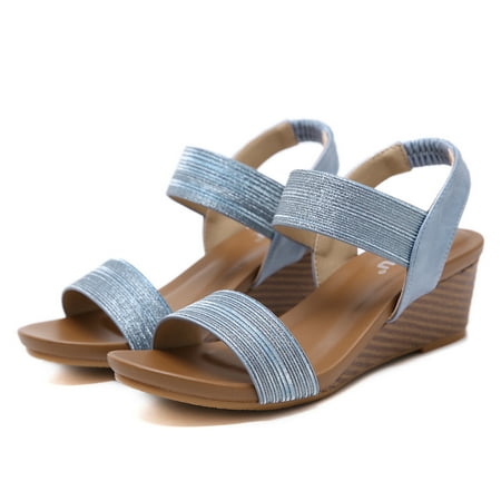 

Women‘s Wedge Heeled Sandals Open Toe Round Toe Ankle Strap Sandals Women‘s Fashion Footwear