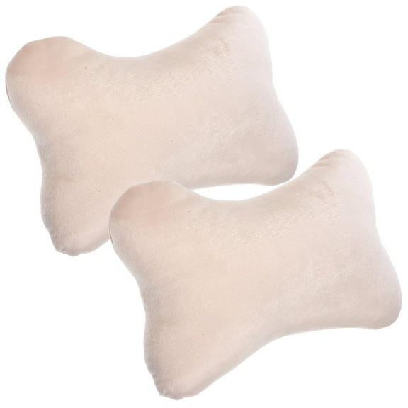 KALLORY Car Headrest Cushion Plush Beige 2Pcs 11.8X7.9X5.9In