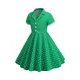 thumbnail image 4 of YOUYEDIAN Kids Notch Lapel 50s Dress for Girls Vintage Retro 1950s Polka Dot Dress for Girls 50's Swing Dress (Green, 8-9 Years), 4 of 4