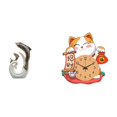 thumbnail image 1 of Reloj De Pared Con Estatua Moderna Y Abstracta De Delfín Y Gato De Cerámica, Ideal Para Decorar La Oficina, La Sala De Estar, La Mesa De Centro, La Chimenea, El Dormitorio, La Cocina O El, 1 of 8