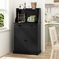 thumbnail image 6 of CBJCBJ 54" Kitchen Pantry Cabinet with Door & Shelves, Sideboard Buffet Cabinet with Microwave Stand for Dining Room, Black, 6 of 7