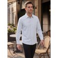 thumbnail image 4 of INSPIRE CHIC Men's Back to School Pinstripe Shirt Long Sleeve Button Down Casual Dress Shirts M White, 4 of 5