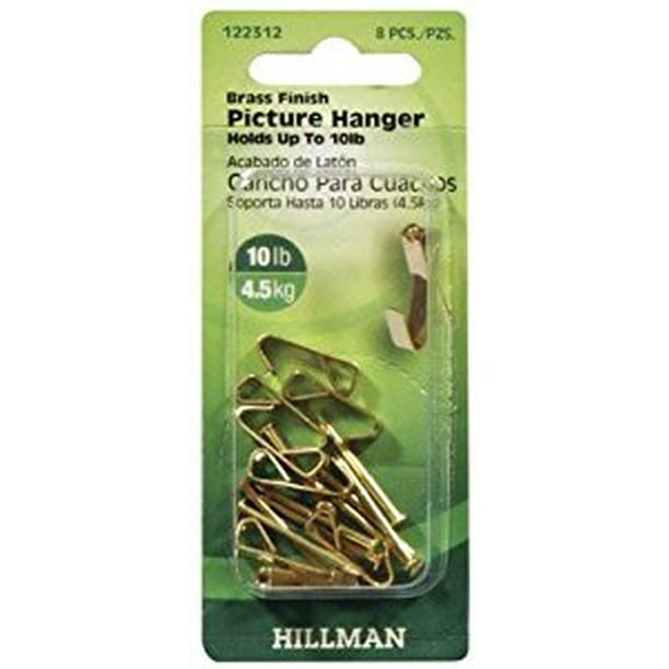 Hillman Fasteners 122312 8Pack 10Lb. Brass Classic Picture Hangers