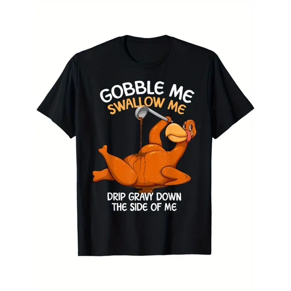 Funny Thanksgiving Turkey Gravy T-Shirt - Men's Cotton Graphic Tee with "Go