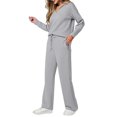 thumbnail image 1 of Conjuntos de Dos Piezas para Mujer, Moda de Otoño 2025, Pantalones Anchos, Conjunto de Estar por Casa, para Viajes y Vacaciones. Gris L, 1 of 9