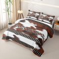 thumbnail image 3 of Erosebridal Brown Western Cowhide Bed Spread Queen for Women Men, Tribal Abstract Aztec Queen Coverlet Set, 3 Pieces, 3 of 7