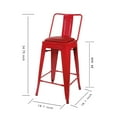 thumbnail image 5 of Leejay Red 24 inch High Back Metal Barstools with Red Vegan Leather Seat,Set of 3, 5 of 5