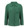 thumbnail image 4 of Chiccall Womens Long Sleeve Button Down Shirts Casual Pleated V-Neck Collared Gauze Tops Blouses Green XL, 4 of 8