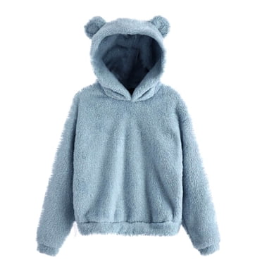 SHIXIAOO Womens Hoodies Cute Bear Ears Hooded Sweatshirts Coat Warm Pullover Tops Casual Loose Fall Outwear Snap down Sweatshirt Women Zip up Sweatshirt Tunic Women Hooded Women Pullover Zip up Women